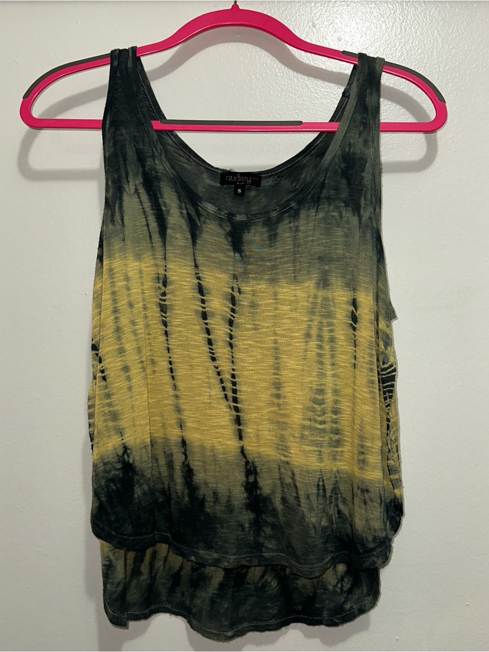 audrey 3+1 Yellow and Green Tie-Dye Tank Top with Open Sides